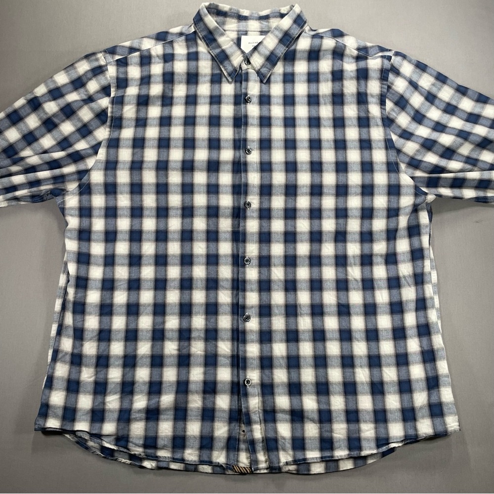 Billy Reid Standard Fit Plaid Checkered Button Down Shirt; Green/Cream - Men XXL - Picture 4 of 16